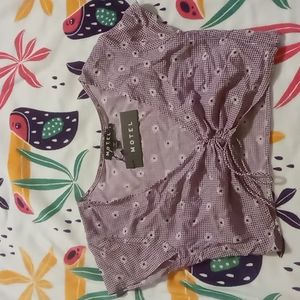 Motel Purple Daisies Crop Top, Size: Small